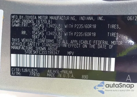 2025 Toyota Sienna Platinum from USA, damaged, VIN 5TDESKFC3SS199347